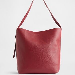 Red Faux Leather Tote Bag